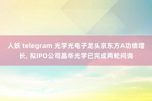 人妖 telegram 光学光电子龙头京东方A功绩增长， 拟IPO公司晶华光学已完成两轮问询