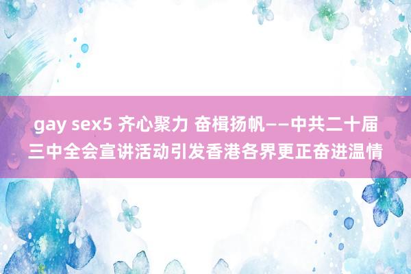 gay sex5 齐心聚力 奋楫扬帆——中共二十届三中全会宣讲活动引发香港各界更正奋进温情