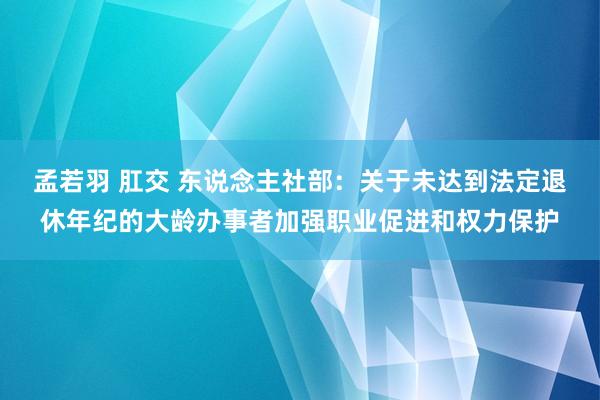 孟若羽 肛交 东说念主社部：关于未达到法定退休年纪的大龄办事者加强职业促进和权力保护