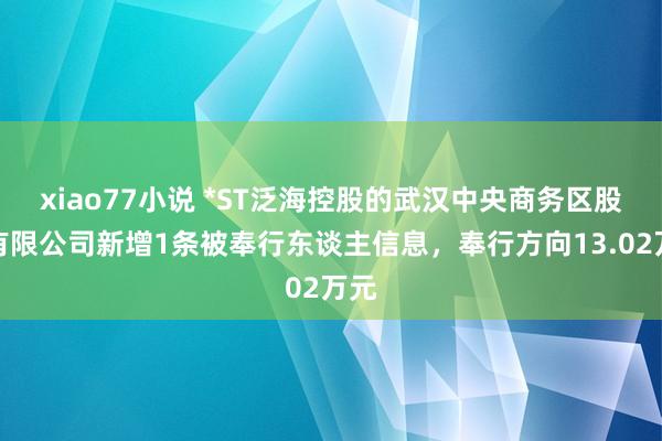 xiao77小说 *ST泛海控股的武汉中央商务区股份有限公司新增1条被奉行东谈主信息，奉行方向13.02万元