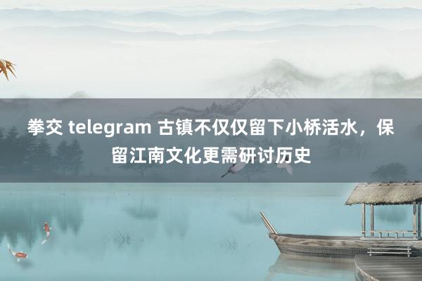 拳交 telegram 古镇不仅仅留下小桥活水，保留江南文化更需研讨历史