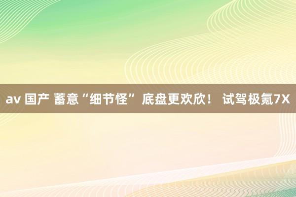 av 国产 蓄意“细节怪” 底盘更欢欣！ 试驾极氪7X