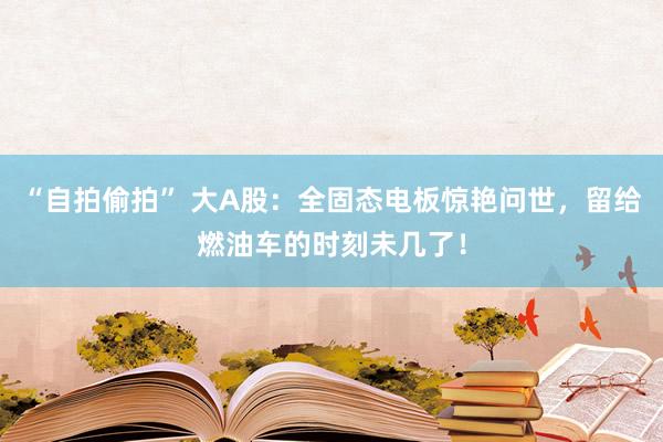 “自拍偷拍” 大A股：全固态电板惊艳问世，留给燃油车的时刻未几了！