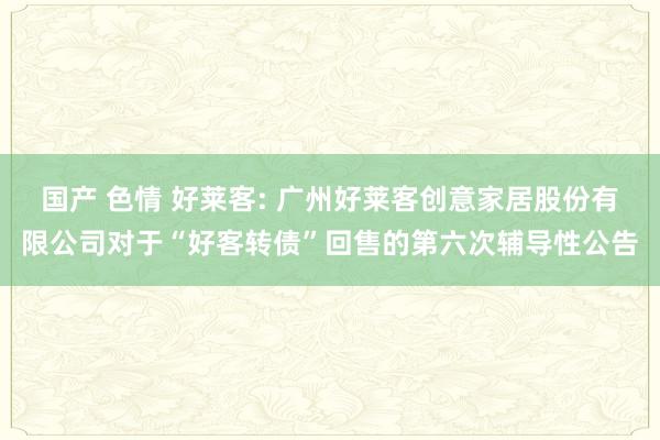 国产 色情 好莱客: 广州好莱客创意家居股份有限公司对于“好客转债”回售的第六次辅导性公告