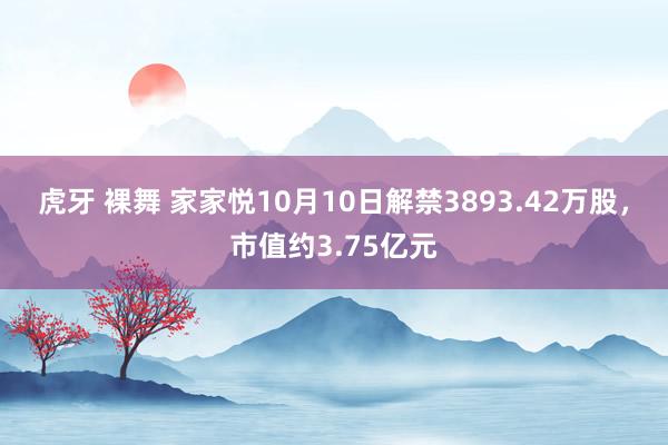 虎牙 裸舞 家家悦10月10日解禁3893.42万股，市值约3.75亿元