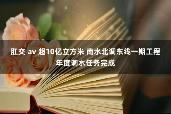 肛交 av 超10亿立方米 南水北调东线一期工程年度调水任务完成