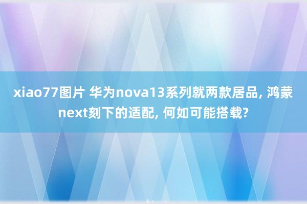 xiao77图片 华为nova13系列就两款居品， 鸿蒙next刻下的适配， 何如可能搭载?