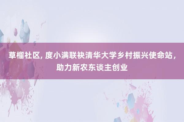 草榴社区， 度小满联袂清华大学乡村振兴使命站，助力新农东谈主创业