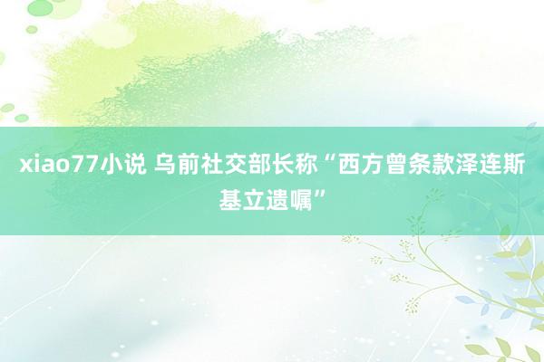 xiao77小说 乌前社交部长称“西方曾条款泽连斯基立遗嘱”