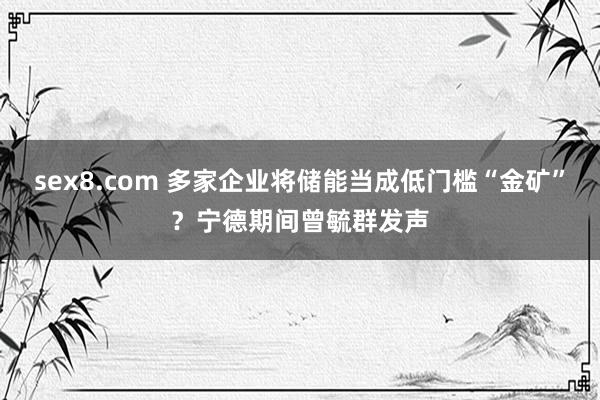 sex8.com 多家企业将储能当成低门槛“金矿”？宁德期间曾毓群发声