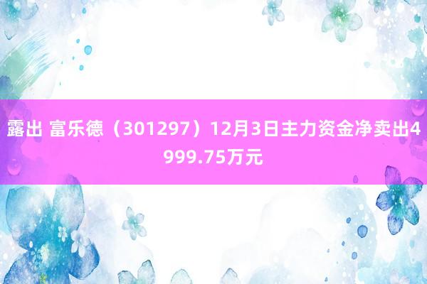 露出 富乐德（301297）12月3日主力资金净卖出4999.75万元