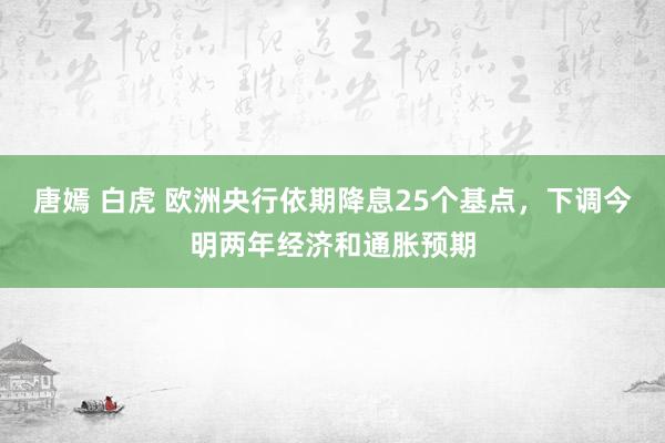 唐嫣 白虎 欧洲央行依期降息25个基点，下调今明两年经济和通胀预期