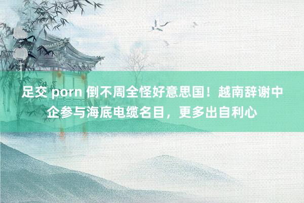 足交 porn 倒不周全怪好意思国！越南辞谢中企参与海底电缆名目，更多出自利心