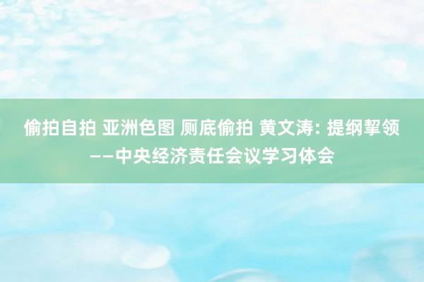 偷拍自拍 亚洲色图 厕底偷拍 黄文涛: 提纲挈领——中央经济责任会议学习体会