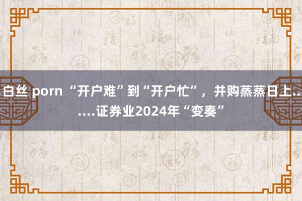 白丝 porn “开户难”到“开户忙”，并购蒸蒸日上......证券业2024年“变奏”