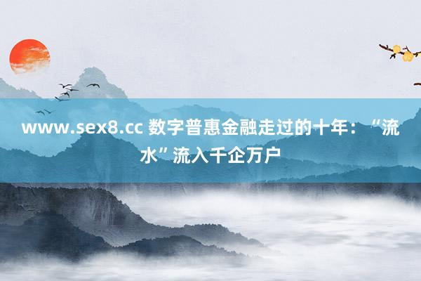 www.sex8.cc 数字普惠金融走过的十年：“流水”流入千企万户