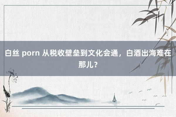 白丝 porn 从税收壁垒到文化会通，白酒出海难在那儿？