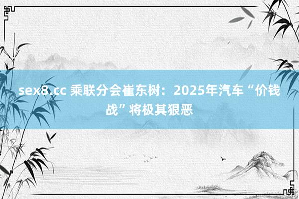 sex8.cc 乘联分会崔东树：2025年汽车“价钱战”将极其狠恶