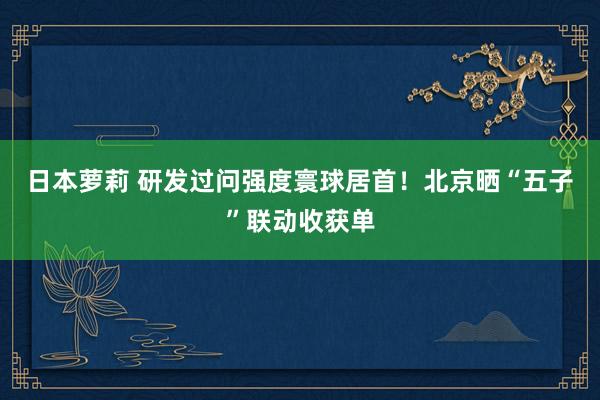 日本萝莉 研发过问强度寰球居首！北京晒“五子”联动收获单